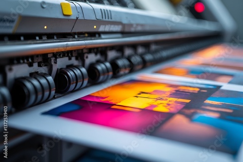 Printing artwork using large format printer with colorful abstract designs