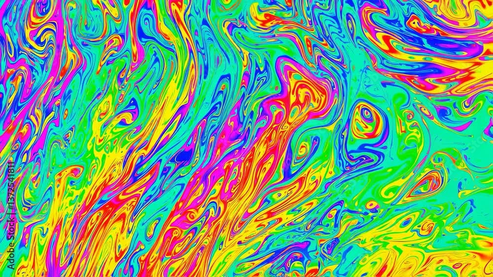 Rainbow color patterns swirl across the surface Rainbow color patterns swirl across the surface