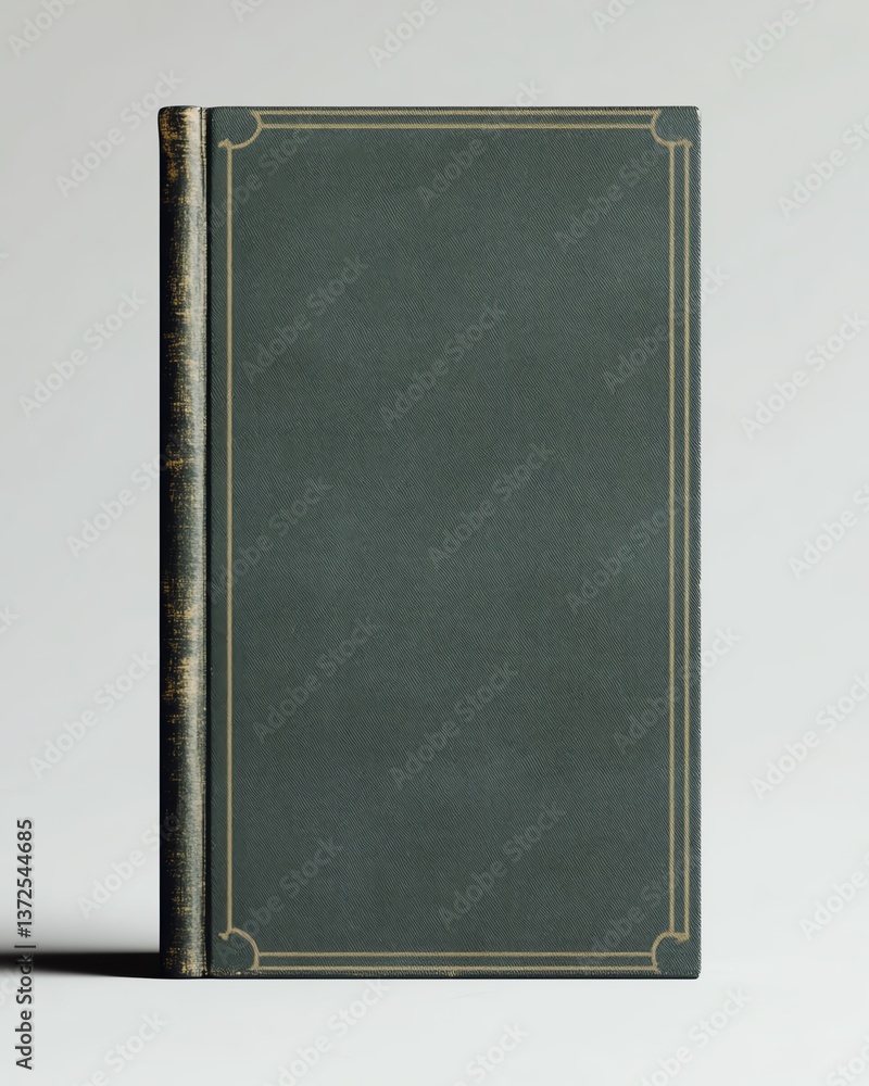 Fototapeta premium Classic teal book cover mockup. Elegant design with gold accents, perfect for book design projects or vintage aesthetics.