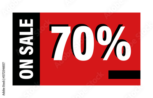 Discount offer tag badge. Sale promotion label with 70 percentage sign.
