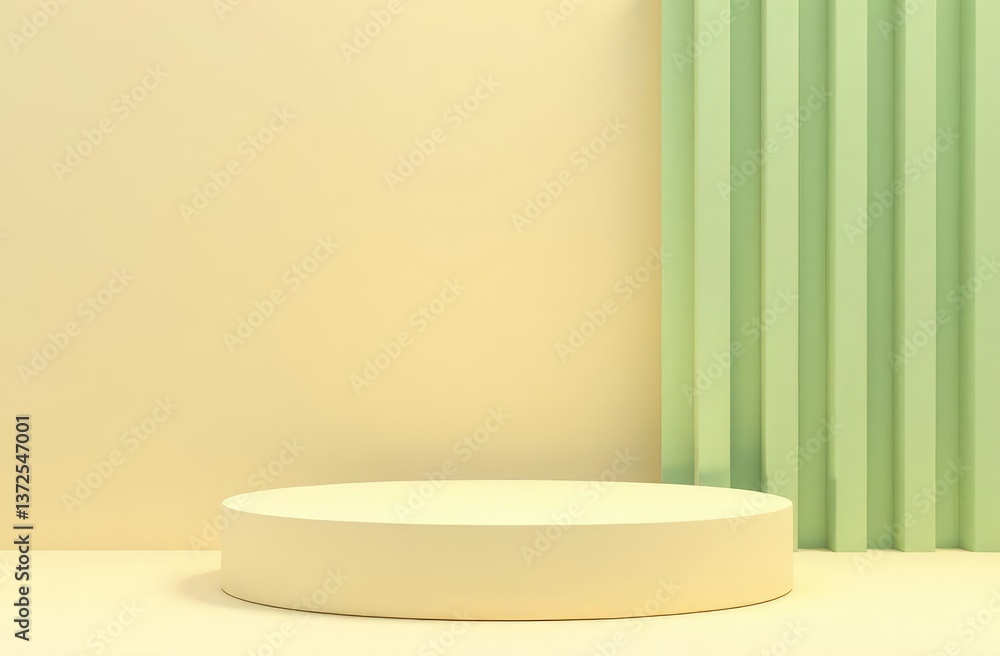 The minimum abstract background for branding and presentation of the product. Beige podium with a green thin round geometric pattern The minimum abstract background for branding and presentation of the product. Beige podium with a green thin round geometric pattern