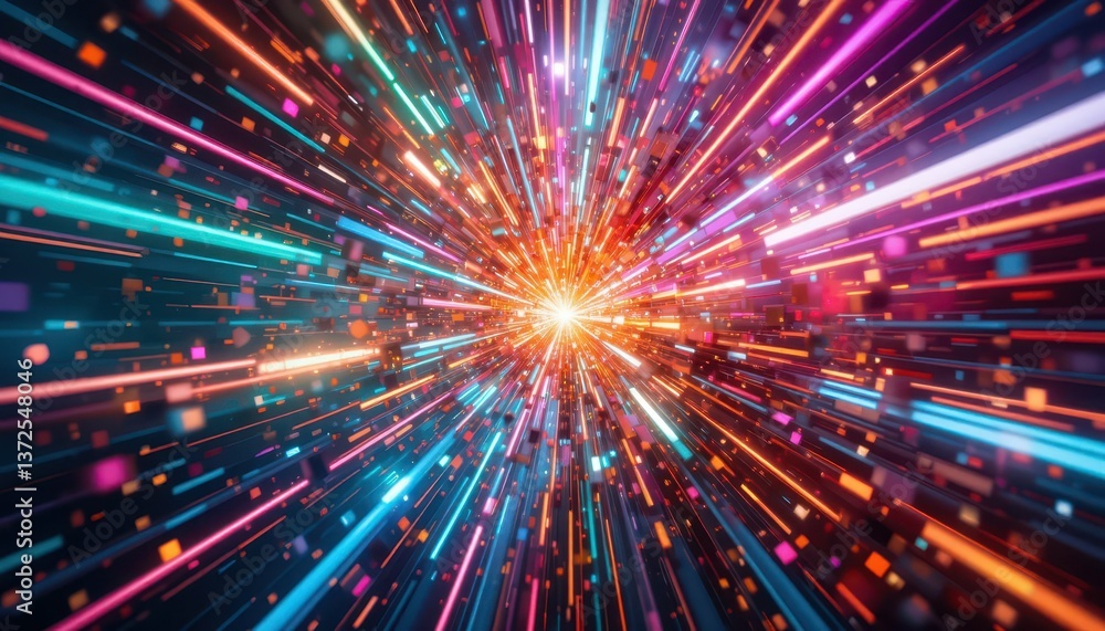 Vibrant Burst of Light and Colorful Rays Abstract Background Vibrant Burst of Light and Colorful Rays Abstract Background