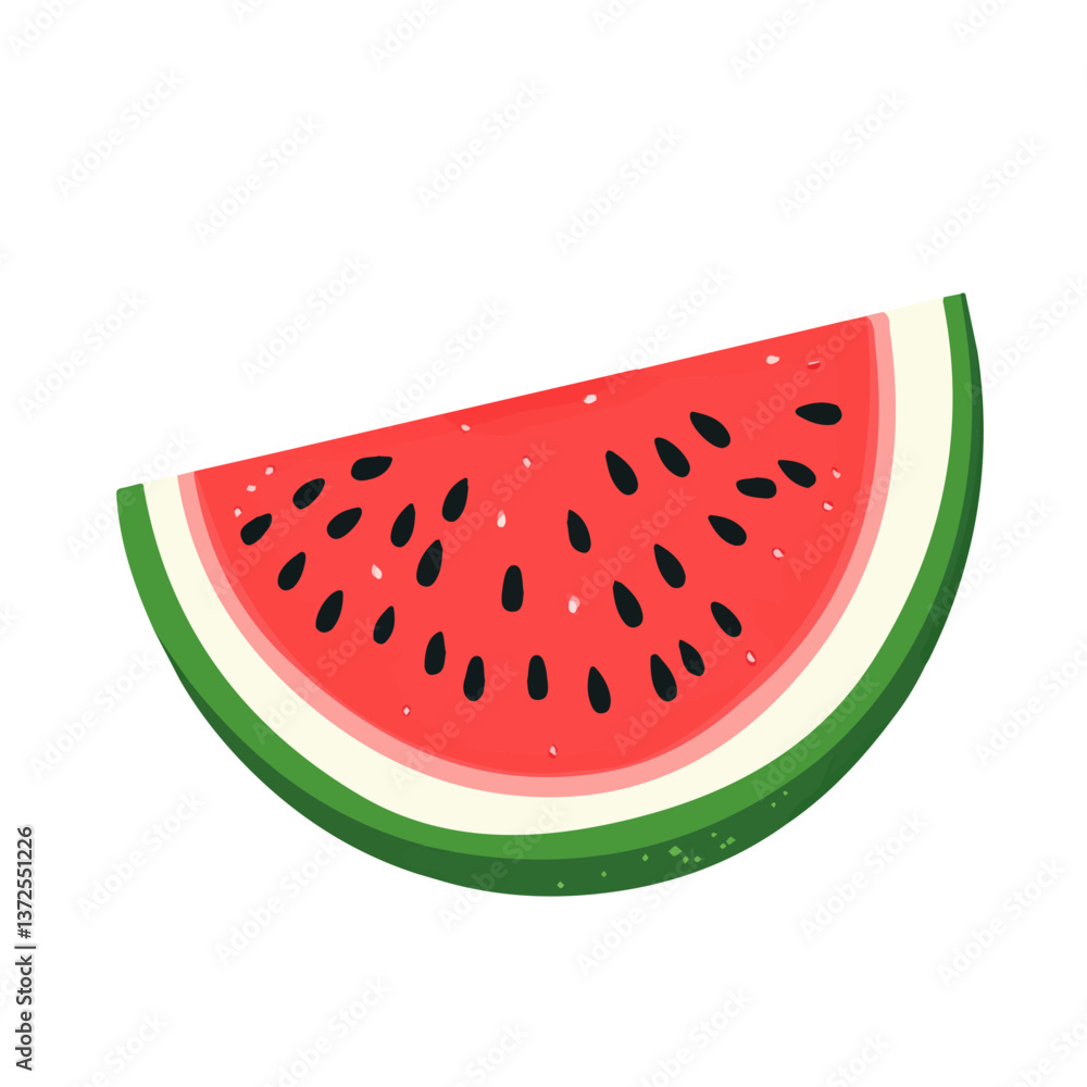 Flat vector watermelon slice, minimalist design, isolated on a white background.
Flat vector watermelon slice, minimalist design, isolated on a white background.