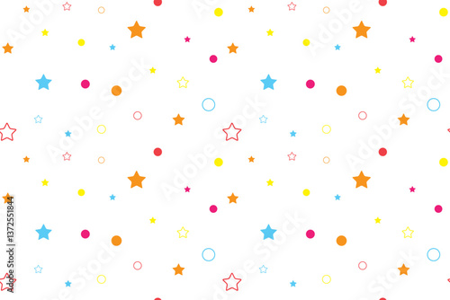 Multicolored stars  Seamless vector pattern Isolated background Wrapping paper Fabric wallpaper wallpaper polygraphy Repeating design Fabric print template Simple design