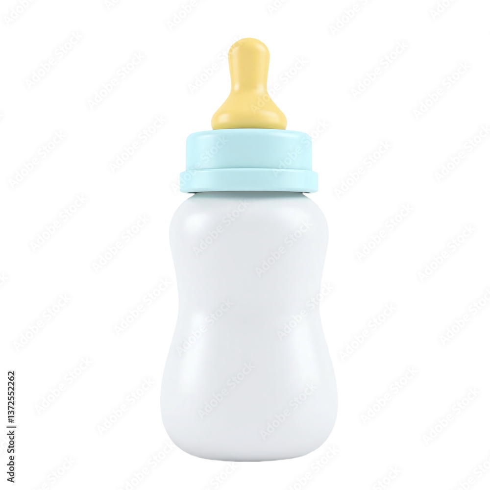 A clean, white baby bottle with light blue and yellow accents. Perfect for baby product websites and marketing materials. A clean, white baby bottle with light blue and yellow accents. Perfect for baby product websites and marketing materials.