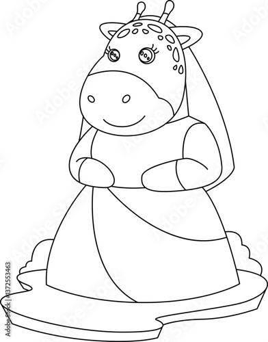 Giraffe Bride Veil Wedding Animal Vector Graphic Art Illustration
