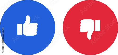Do and Don't symbols. Thumbs up and thumbs down emblems. Like and dislike icons set, vector, illustration, sticker