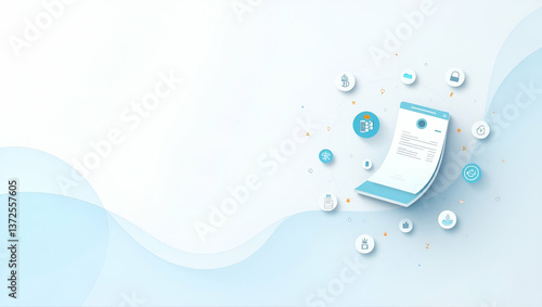 Minimalist Wallpaper Design: Abstract Automated Invoicing Icons & Digital Ledger Motifs for Modern Billing Automation - Perfect for Secure Financial Management