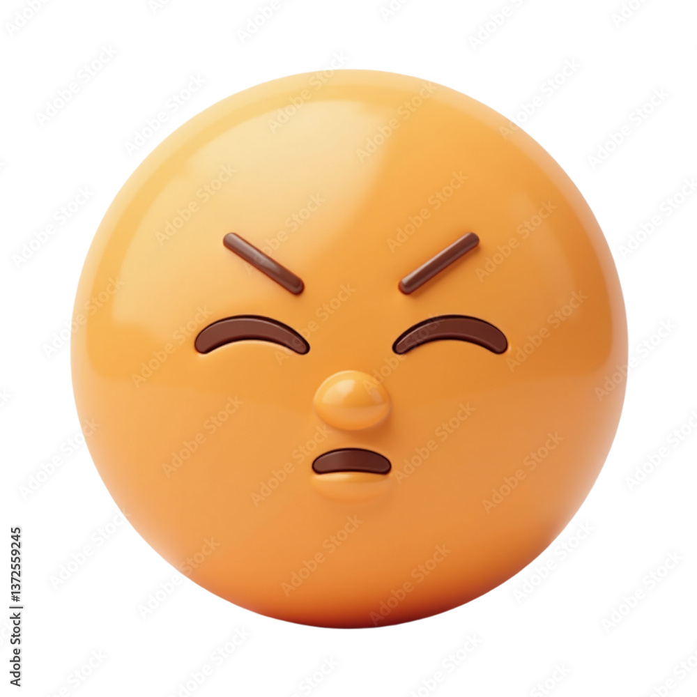 Fototapeta premium 3D rendered orange emoji with an annoyed expression. Perfect for websites, apps, and social media.