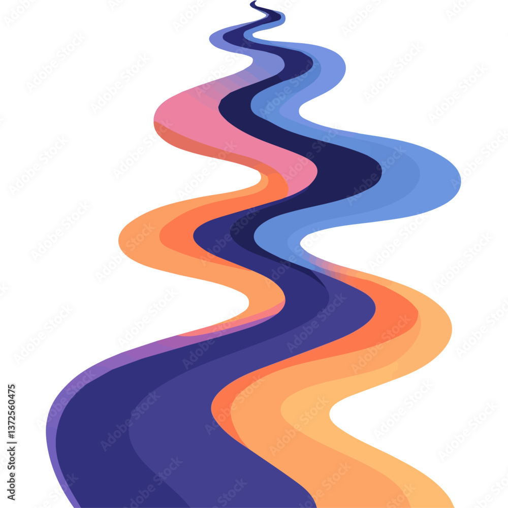 Flat vector winding rill, minimalist design, isolated on a white background.
Flat vector winding rill, minimalist design, isolated on a white background.