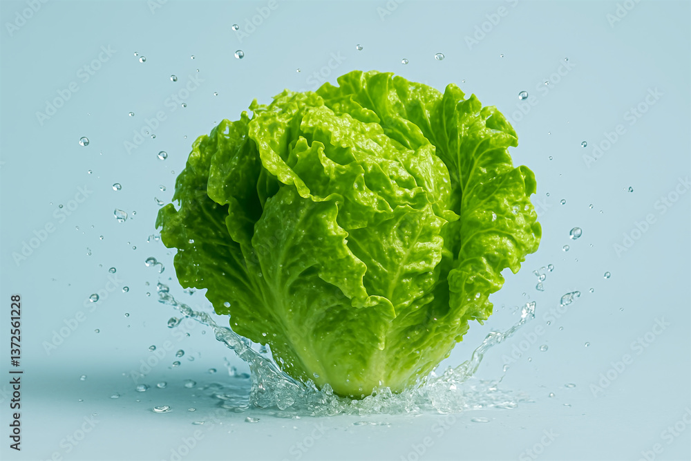 Fresh Green Lettuce with Waterdrops Fresh Green Lettuce with Waterdrops