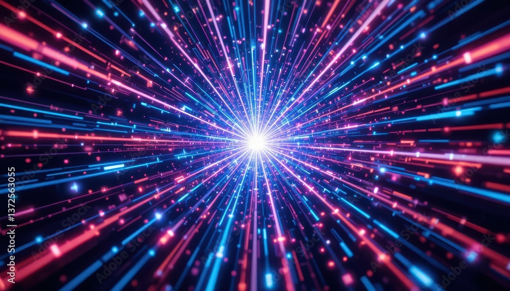 Abstract Light Burst with Bright Colors Radiating from a Center Point Abstract Light Burst with Bright Colors Radiating from a Center Point
