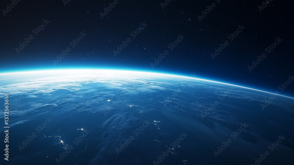 earth in space,The Earth Space Planet 3D illustration background. City lights on planet earth in space,The Earth Space Planet 3D illustration background. City lights on planet