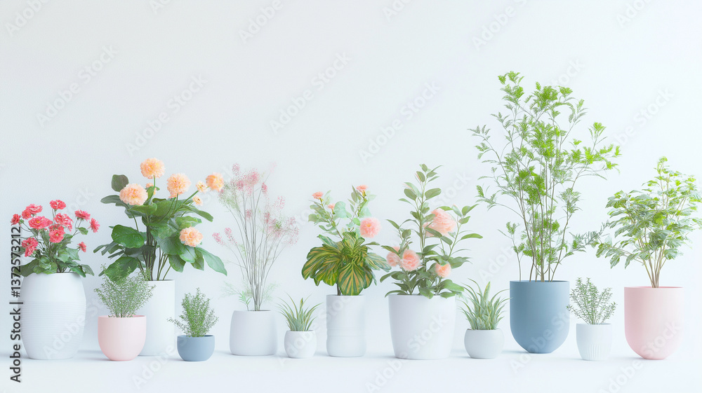 custom made wallpaper toronto digitalModern plants and flowers arranged in stylish pots create serene and vibrant atmosphere. colorful blooms and lush greenery evoke sense of tranquility and freshness