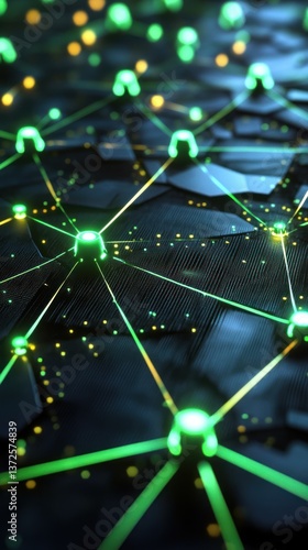 A futuristic abstract of interconnected digital network nodes and lines