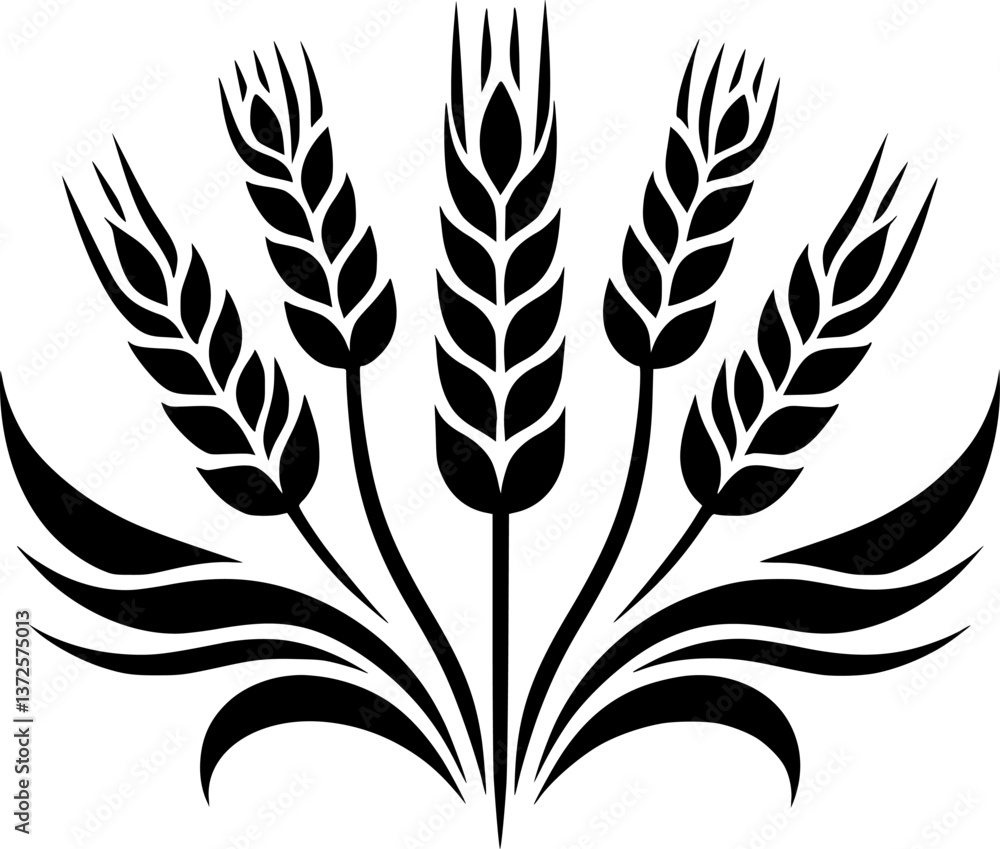Fototapeta premium Black and white stylized wheat logo design.