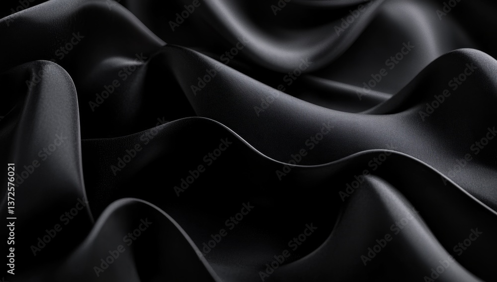 Fototapeta premium Dark, flowing, rich fabric drapes. Detailed, smooth, elegant folds