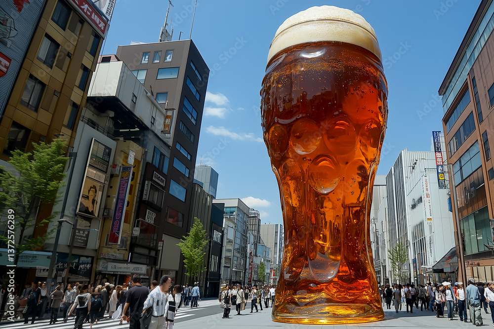 giant dark beer in tokyo square