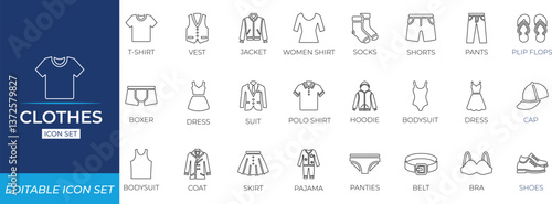 Clothes line icon set - vector illustration