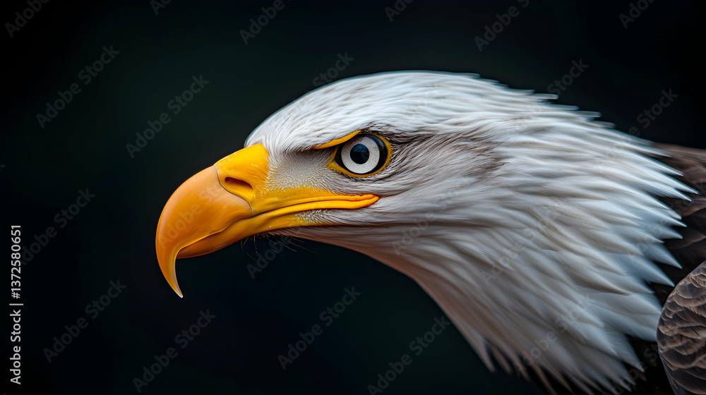 Majestic Bald Eagle Portrait Against Dark Background Majestic Bald Eagle Portrait Against Dark Background