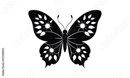Detailed Butterfly Wing Silhouette Design