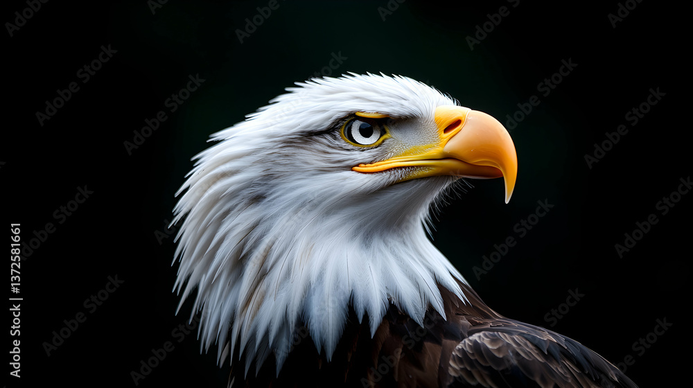 Majestic Bald Eagle Portrait Against Dark Background Majestic Bald Eagle Portrait Against Dark Background