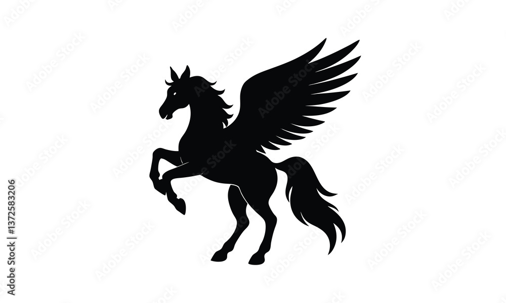Fototapeta premium Winged Horse Black Mythical Creature