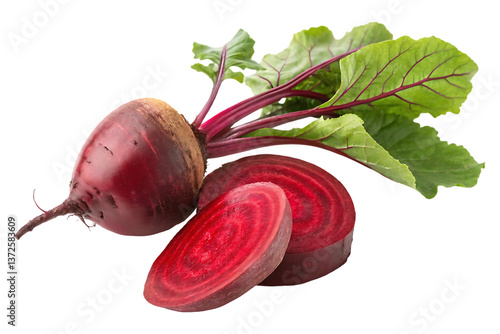 beetroot and slice isolated on transparent background