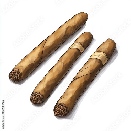 Artisanal Premium Cigars Assortment Displayed on a Clean White Background
