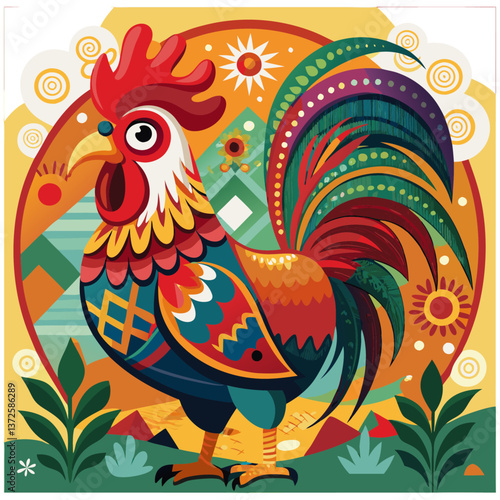 Colorful Decorative Rooster. 