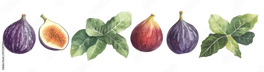 Obraz premium Colorful Figs and Leaves (1)