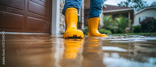 Flooding Aftermath - Person in Rain Boots