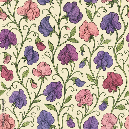 Sweet Peas Print Design in Vector