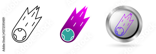 Asteroid Comet Icon represents space technology innovation, planetary exploration. Ideal for astronomy education, science applications etc.