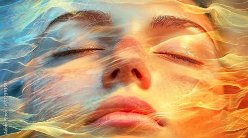 A serene expression reflecting inner peace and emotional tranquility.