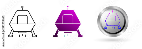 Lunar Lander icon represents space technology innovation, planetary exploration. Ideal for astronomy education, science applications etc.