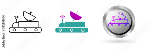 Mars Rover icon represents space technology innovation, planetary exploration. Ideal for astronomy education, science applications etc.