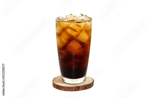 Americano ice coffee on white background with isolated style.ready for drink.