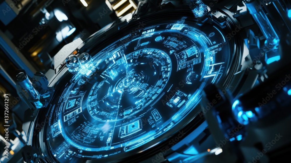 A futuristic AI powered space station, utilizing real-time data to optimize life support systems and research processes, space setting