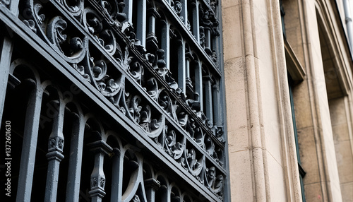 Architectural Window Design with Ornate Metalwork