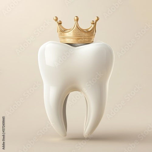 Professional advertising poster featuring a tooth with a crown on top highlighting dental care and oral health services