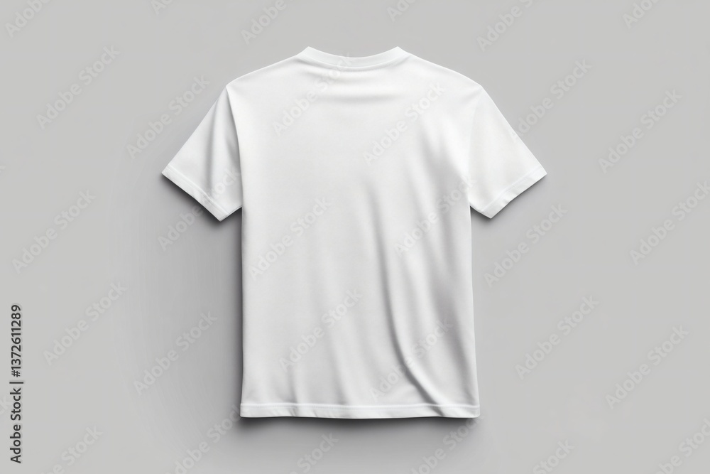 Back View Mockup of Plain White T-Shirt on Neutral Gray Background Showcasing Clean Design and Versatile Apparel Customization Options Back View Mockup of Plain White T-Shirt on Neutral Gray Background Showcasing Clean Design and Versatile Apparel Customization Options