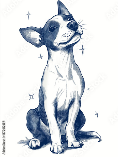 Smiling Thai Ridgeback Dog with Star Accents