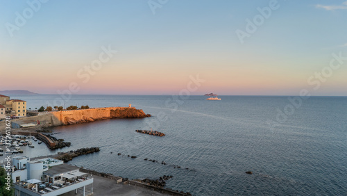 Tableau sur toile Aerial view of the lighthouse in the Italian town of Piombino