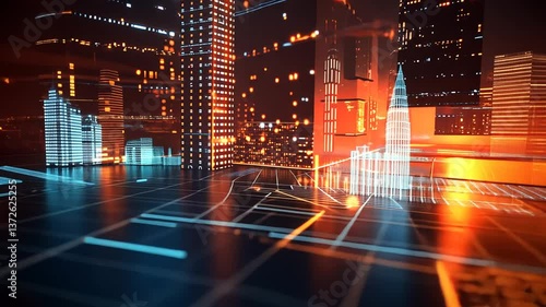 Wallpaper Mural Futuristic Cityscape: Digital Metropolis at Night Torontodigital.ca