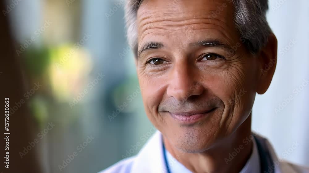 Smiling mature doctor looking content in bright hospital corridor
Smiling mature doctor looking content in bright hospital corridor