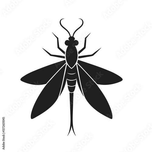 flat and minimalist mayfly insects icon of silhouette.eps