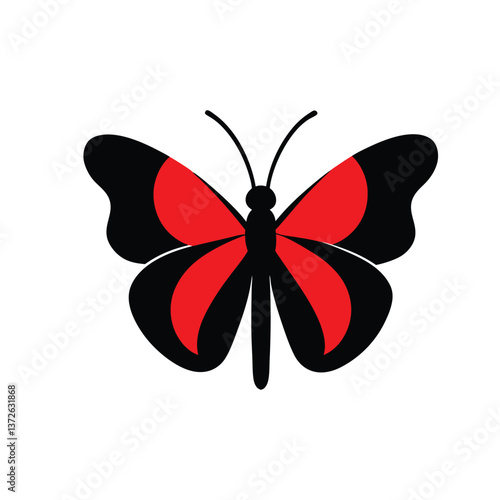 flat and minimalist red admiral butterfly insects .eps