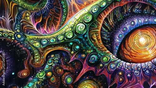 Wallpaper Mural Colorful abstract artwork depicting vibrant patterns and swirling shapes in a dreamlike realm Torontodigital.ca