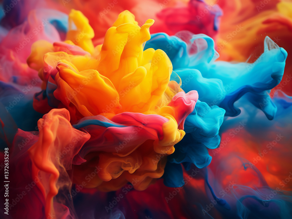 Obraz premium Active color interaction with paints meeting and creating exciting new hues